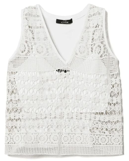 Haut En Jersey À Dentelle Twinset en coloris Gray
