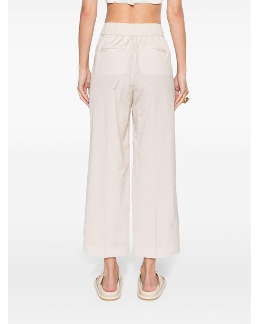 Peserico White Pleat-detail Cropped Trousers