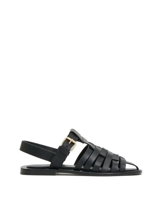 Mansur Gavriel Black Netta Caged Leather Sandals