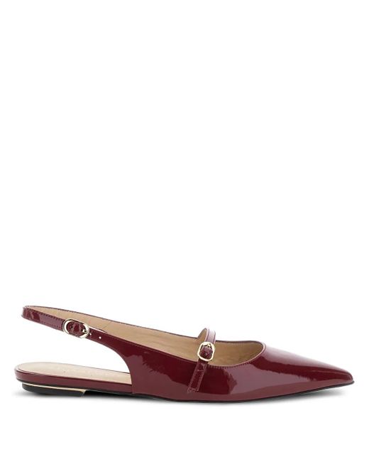 Stuart Weitzman Brown Emilia Patent Leather Slingback Flat Pumps