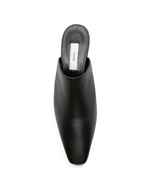 Totême Black Pointed-Toe Leather Mules