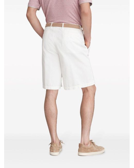 Brunello Cucinelli Bermuda Shorts In White Cotton for men