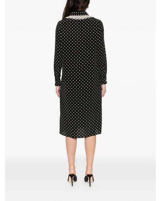 Valentino Garavani Black Polka-Dot Midi Shirt Dress