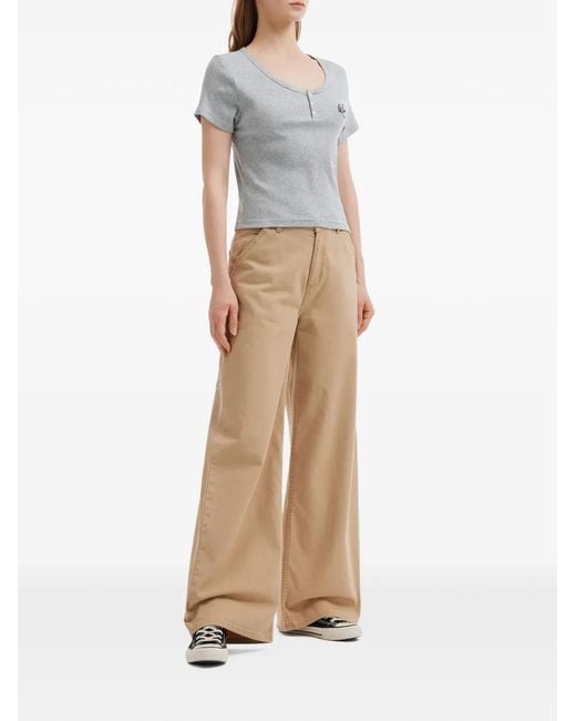 Chocoolate Gray Ribbed Button T-Shirt