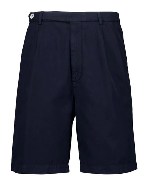 Short En Coton À Design Plissé Brunello Cucinelli pour homme en coloris Blue