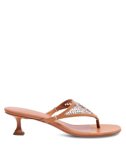 AMINA MUADDI Brown 45Mm Cameron Crystal-Embellished Leather Sandals