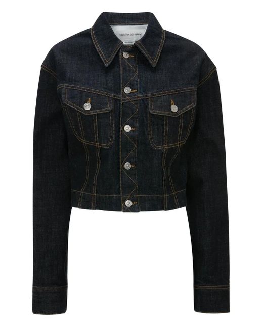 Victoria Beckham Black Button-Fastening Denim Jacket