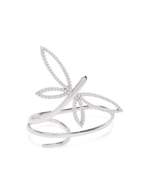 Anapsara White 18kt Weißgoldring mit Libellenmotiv und Diamant