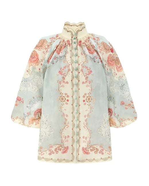 Zimmermann White Daylight Printed Blouse