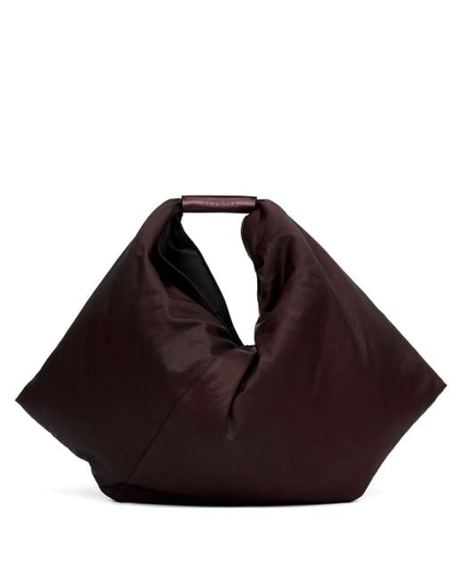 MM6 by Maison Margiela Black Japanese Leather Tote Bag
