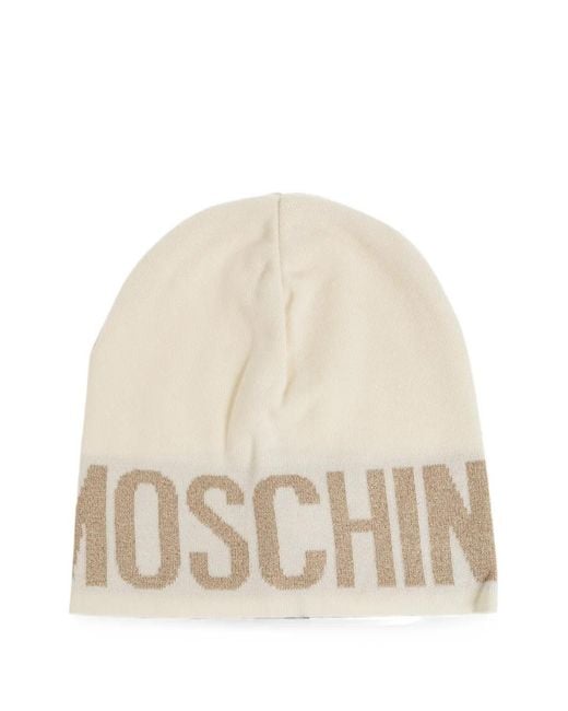 Moschino Natural Logo-Intarsia Beanie Hat