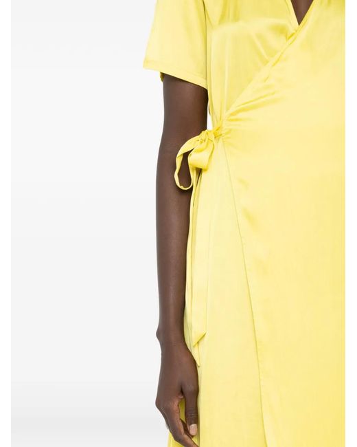 Zadig & Voltaire Yellow Satin Wrap Dress