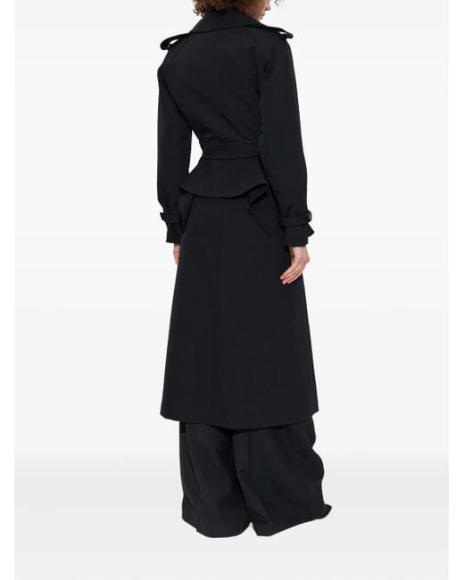 Max Mara Black Flavio Belted Peplum Trench Coat