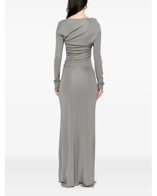 AYA MUSE Gray One-Shoulder Draped Maxi Dress