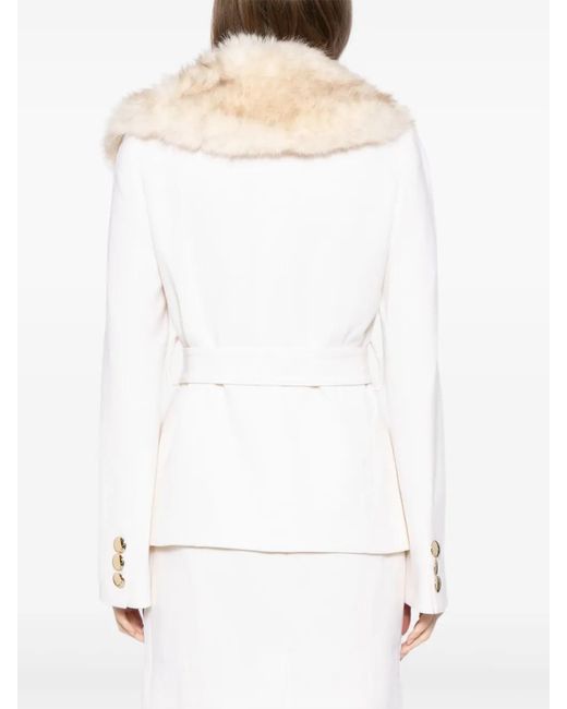 Saiid Kobeisy White Fur-Trimmed Jacket