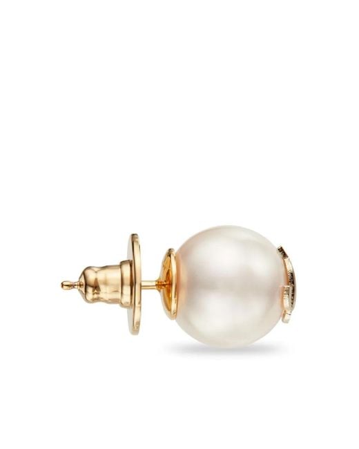 Jimmy Choo White Finish Metal Jc Pearl Stud Earrings Accessories