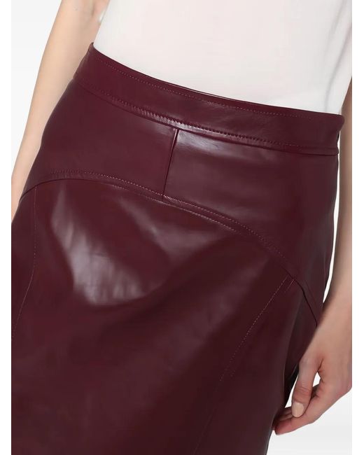 Max Mara Purple Leather Pencil Skirt