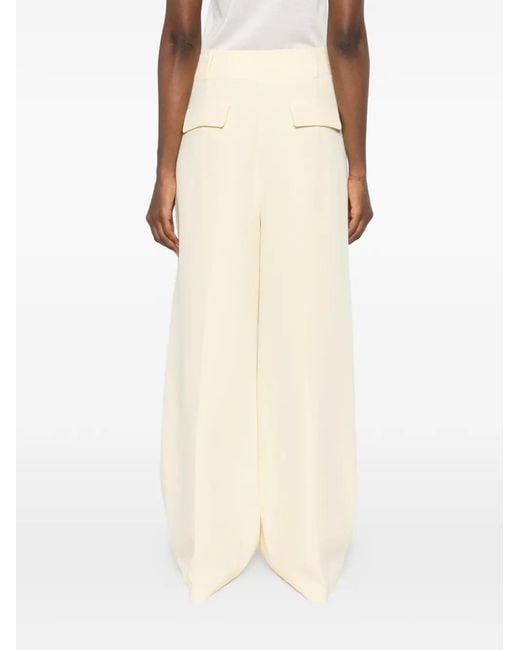 Carla G Natural Pressed-Crease Palazzo Pants
