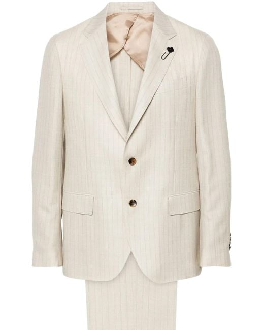 Lardini White Pinstriped Lightweight-Wool Suit for men