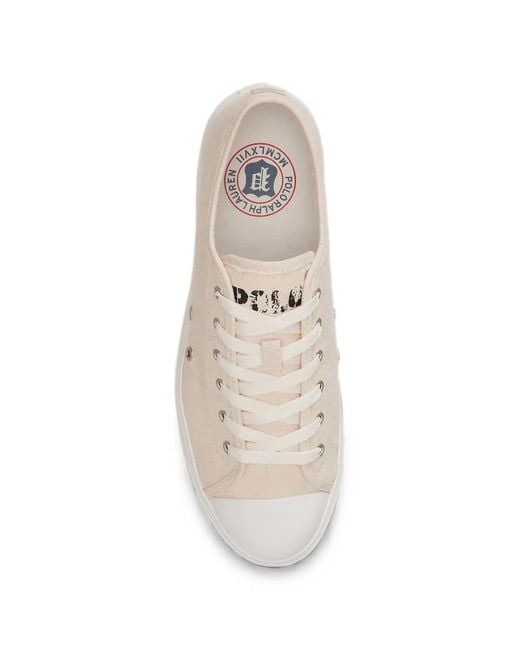 Polo Ralph Lauren White Logo-Print Canvas Sneakers for men