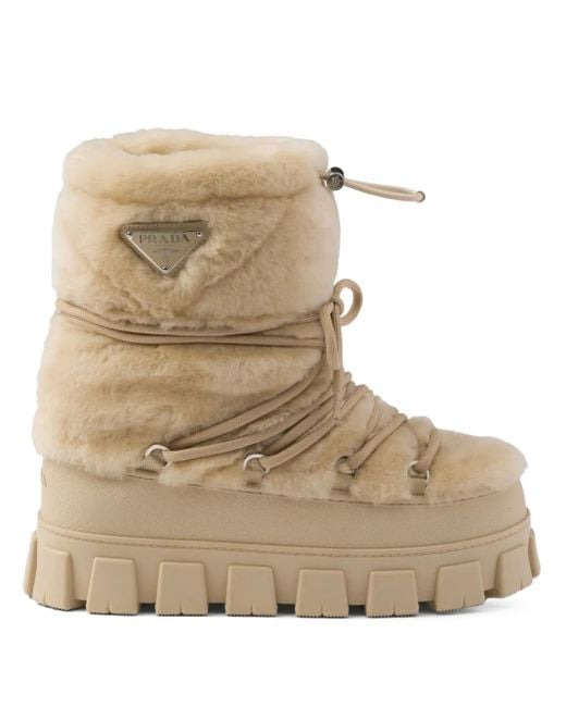 Prada Natural Après Ski Shearling Boots