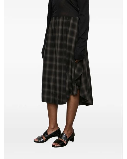 Our Legacy Black Fan Check-Pattern Skirt