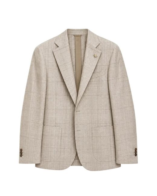 Tombolini Natural Check-Pattern Notched-Lapel Blazer for men