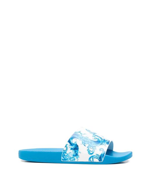 Versace Jeans Couture Blue Printed Slides for men