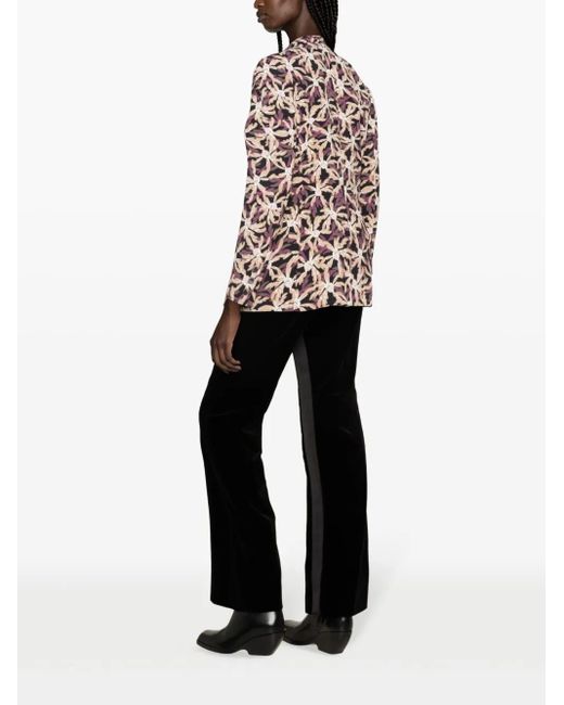 Diane von Furstenberg Natural Gloria Floral-Pattern Double-Breasted Blazer