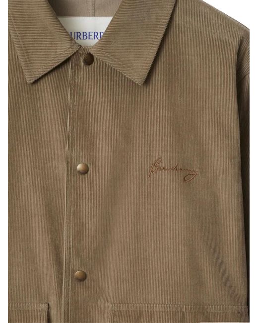 Giacca-Camicia A Coste di Burberry in Brown da Uomo