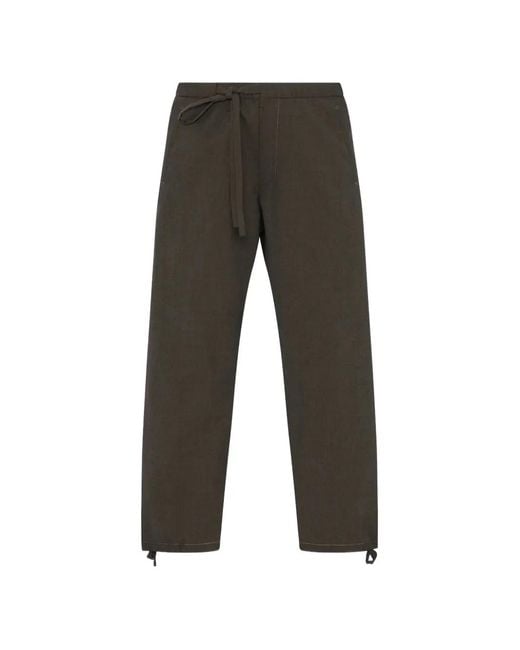 6397 Gray Drawstring-Waist Straight-Leg Trousers