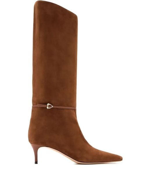 Andrea Wazen Brown 55Mm Laila Suede Knee-High Boots