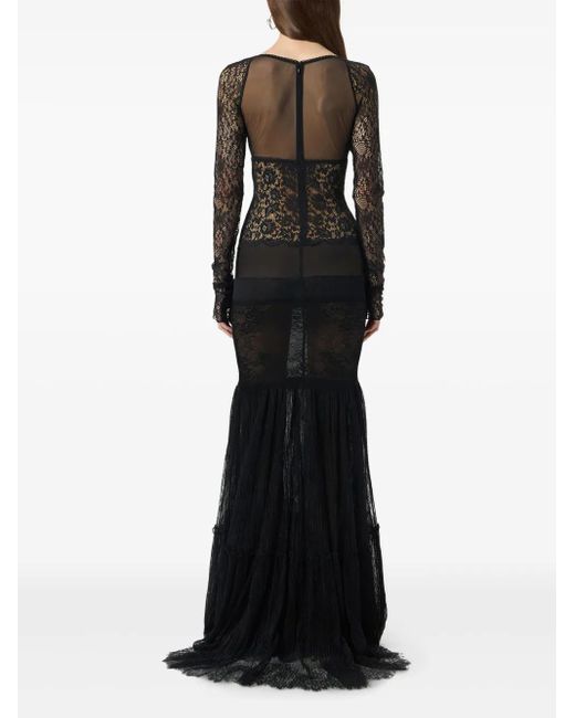 Blumarine Black Lace-Panelled Gown