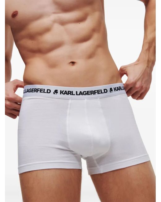 Karl Lagerfeld White Logo-Waistband Boxers (Pack Of Three) for men