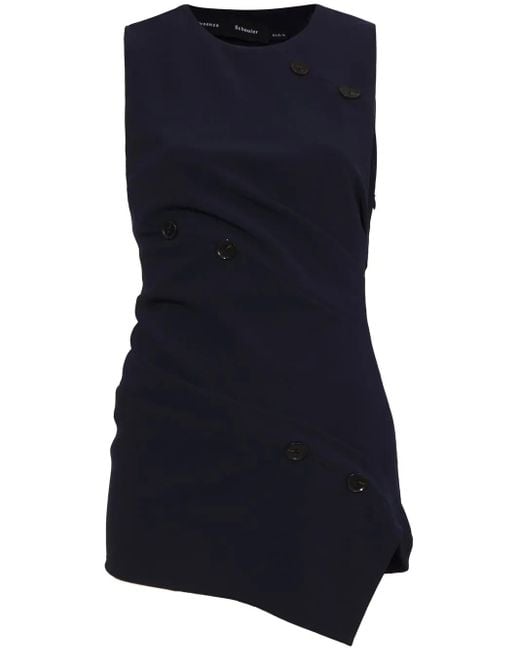 Proenza Schouler Blue Twisted-Detail Sleeveless Blouse