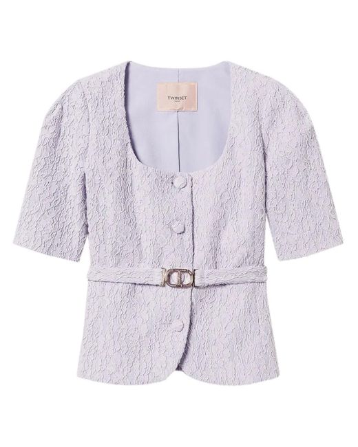 Twinset Purple Veste À Design Tissé