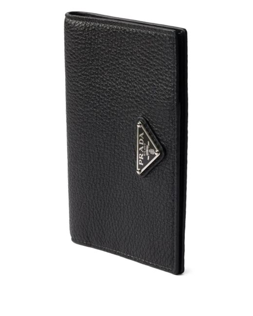 Prada Black Leather Passport Holder for men