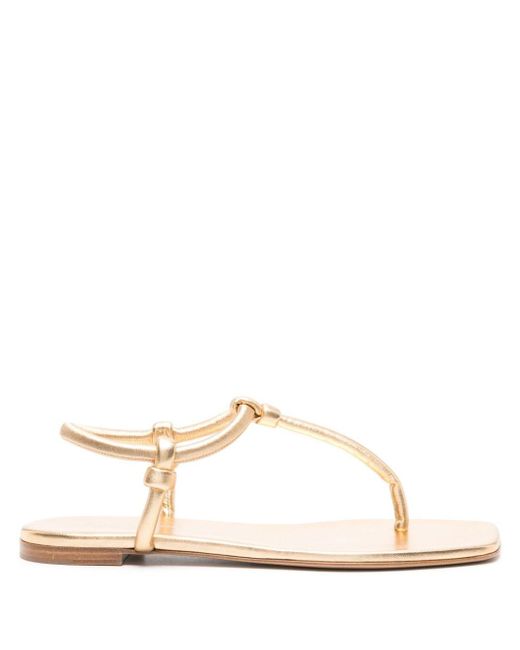 Gianvito Rossi White Juno Thong Leather Sandals