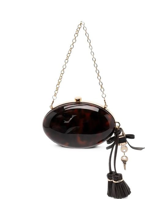 Self-Portrait Black Tortoiseshell-Effect Clutch Bag