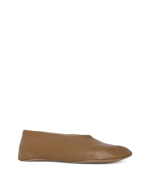 The Row Brown Stella Leather Ballet Flats