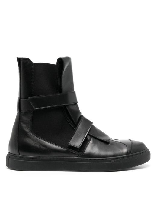 Nicolas Andreas Taralis Black Touch-strap High-top Leather Sneakers for men