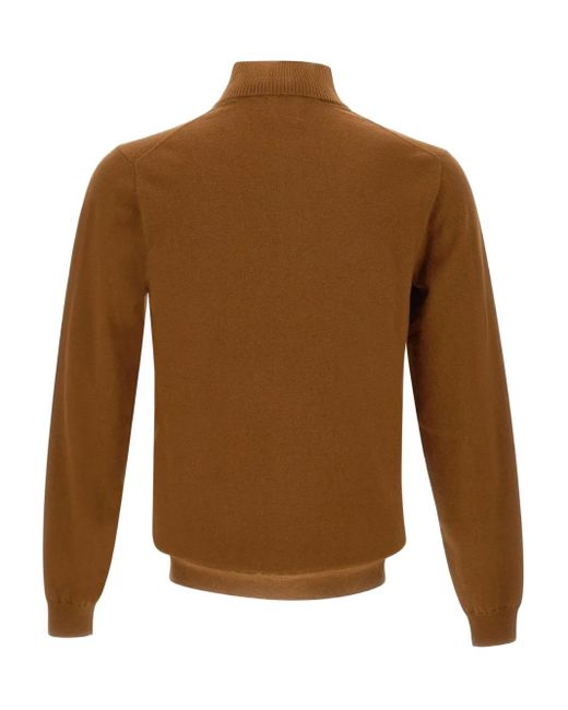 Sun 68 Brown Half-Zip Sweater for men