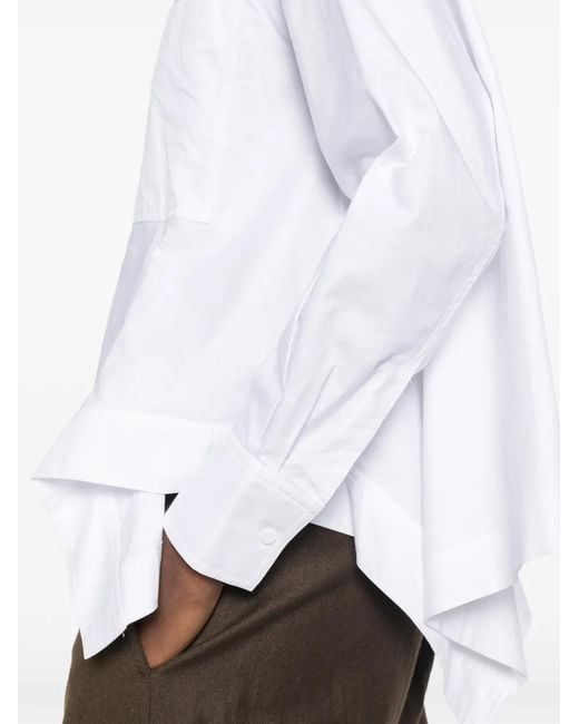 Psophia White Patch-Pocket Peplum Shirt