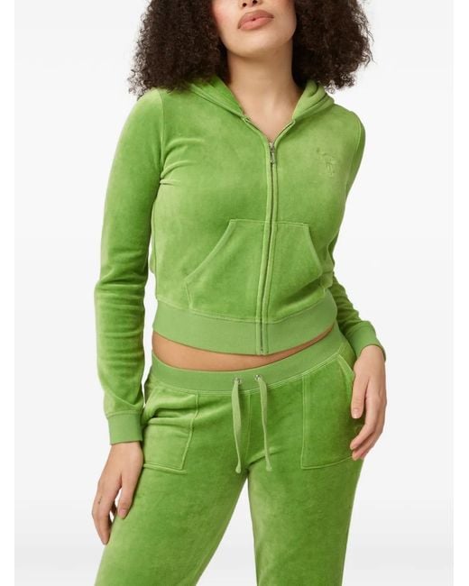 Juicy Couture Green Heritage Velour Zip-Up Hoodie