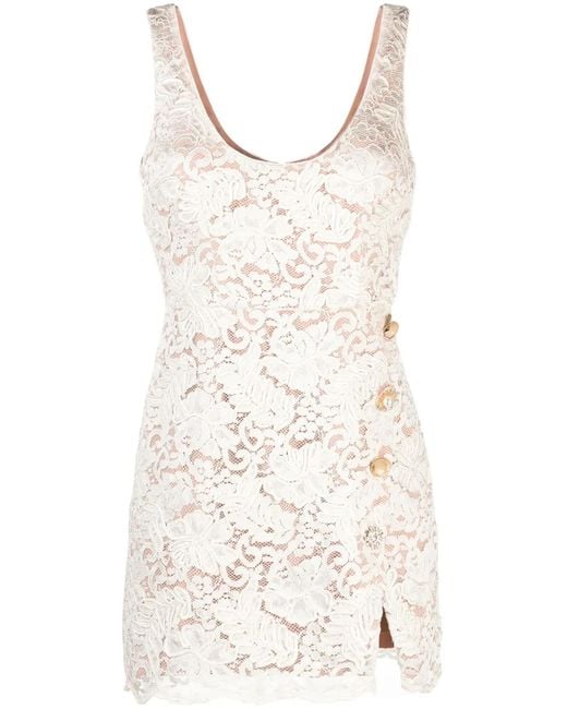 Self-Portrait Natural Cream Cord Lace Mini Dress
