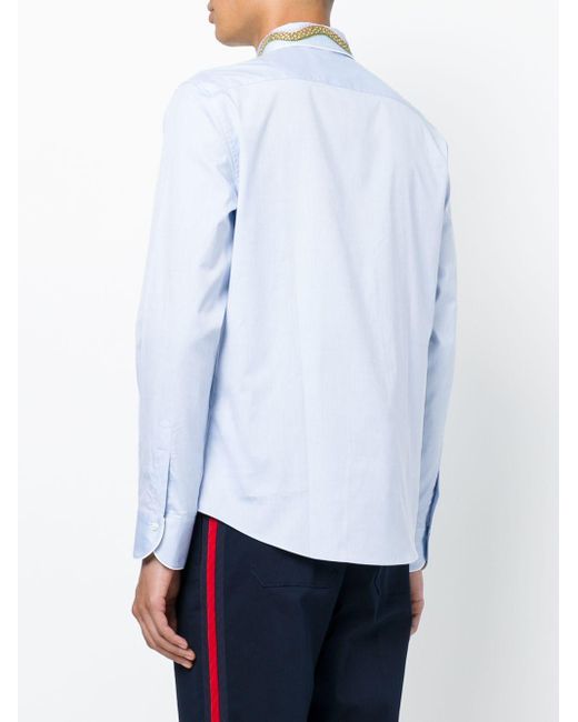 Camicia con colletto ricamato da Uomo di Gucci in Blu | Lyst
