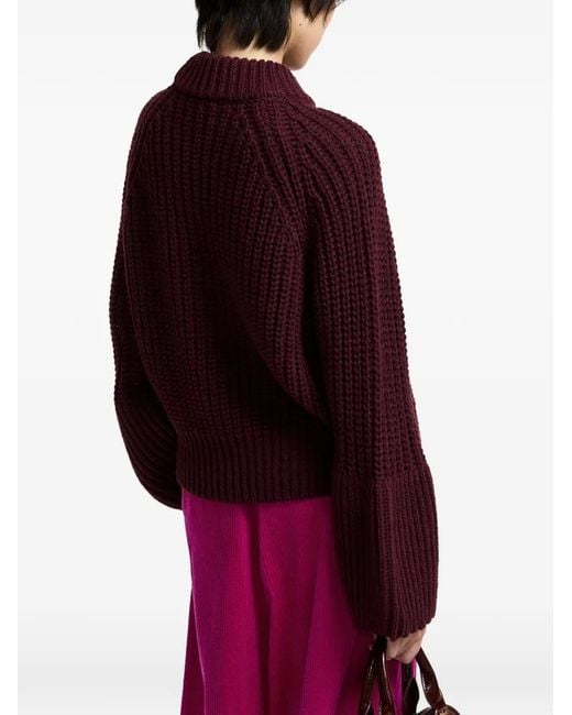Essentiel Antwerp Red Kristian Chunky-Knit Turtleneck Sweater