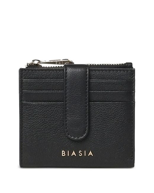 BIASIA Black Logo-Plaque Zip-Fastening Wallet