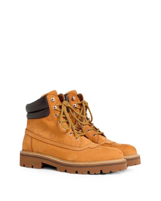 DSquared² Orange D2 Monogram Ankle Boots for men