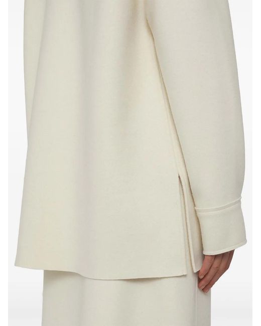 Jil Sander White High-Neck Wool Top